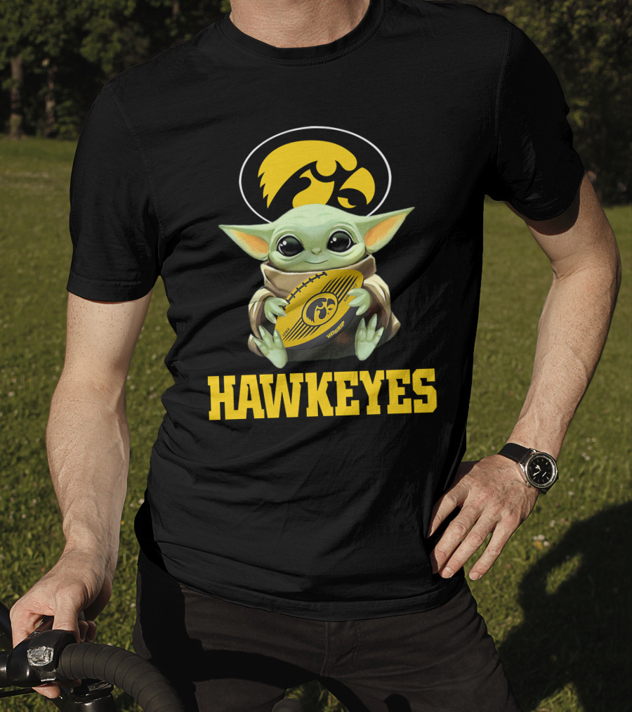 Iowa Hawkeyes Baby Yoda Football T-Shirt