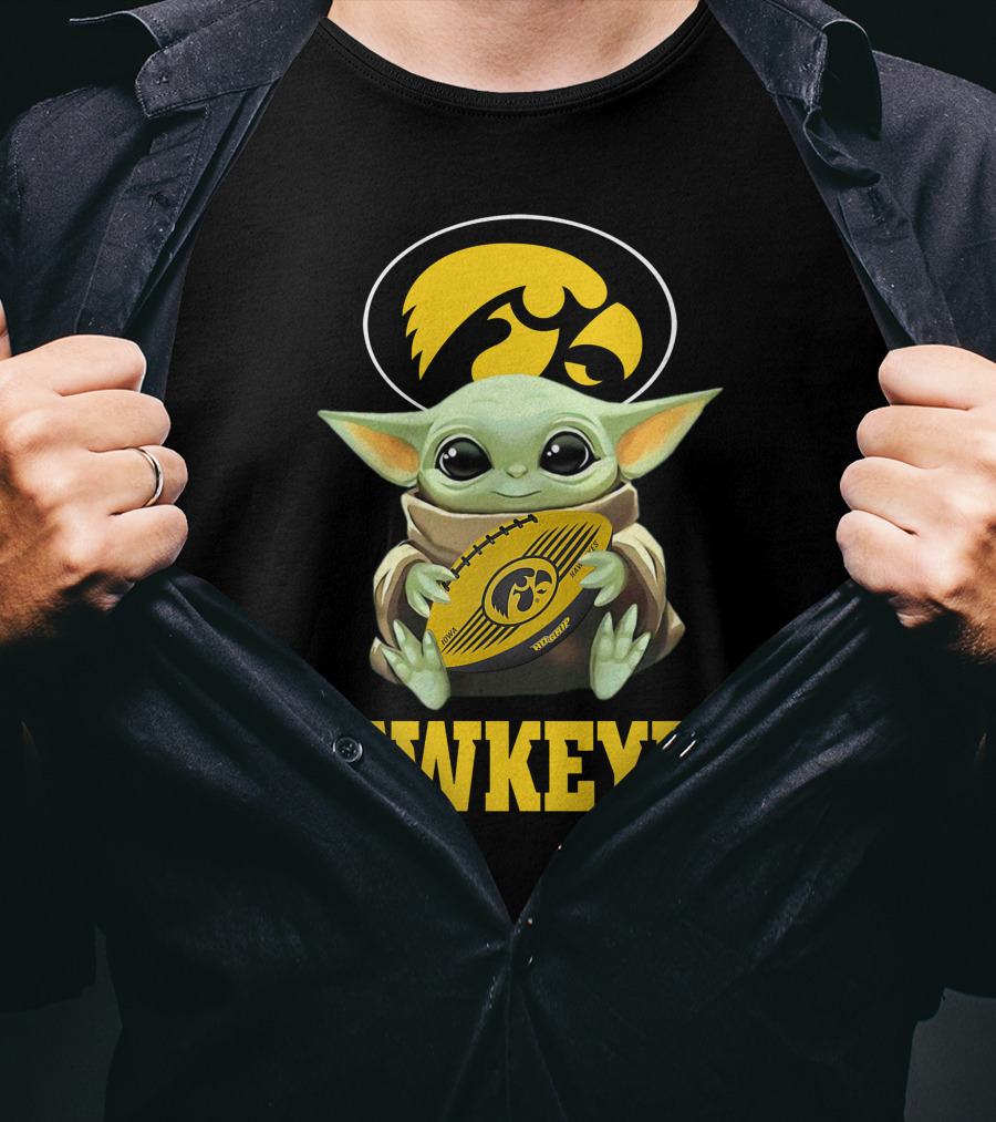 Iowa Hawkeyes Baby Yoda Football T-Shirt