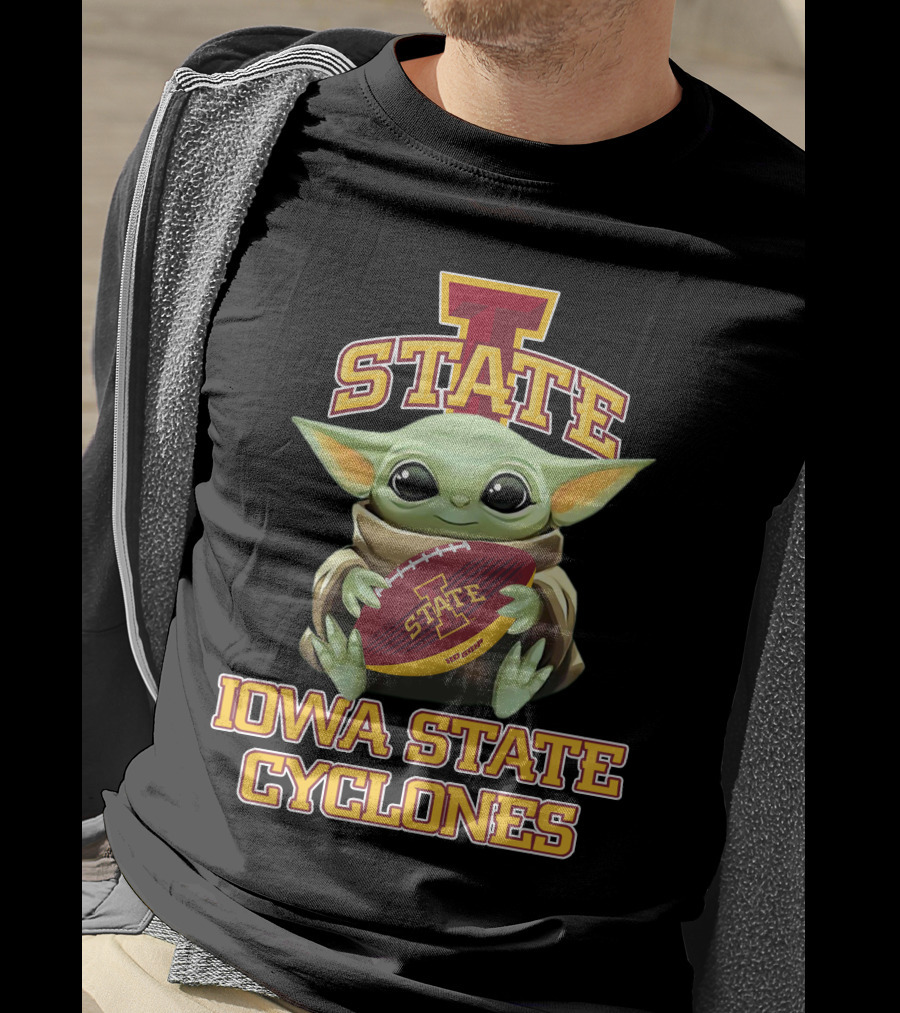 Iowa State Cyclones Baby Yoda Football T-Shirt