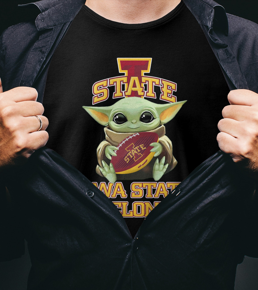 Iowa State Cyclones Baby Yoda Football T-Shirt