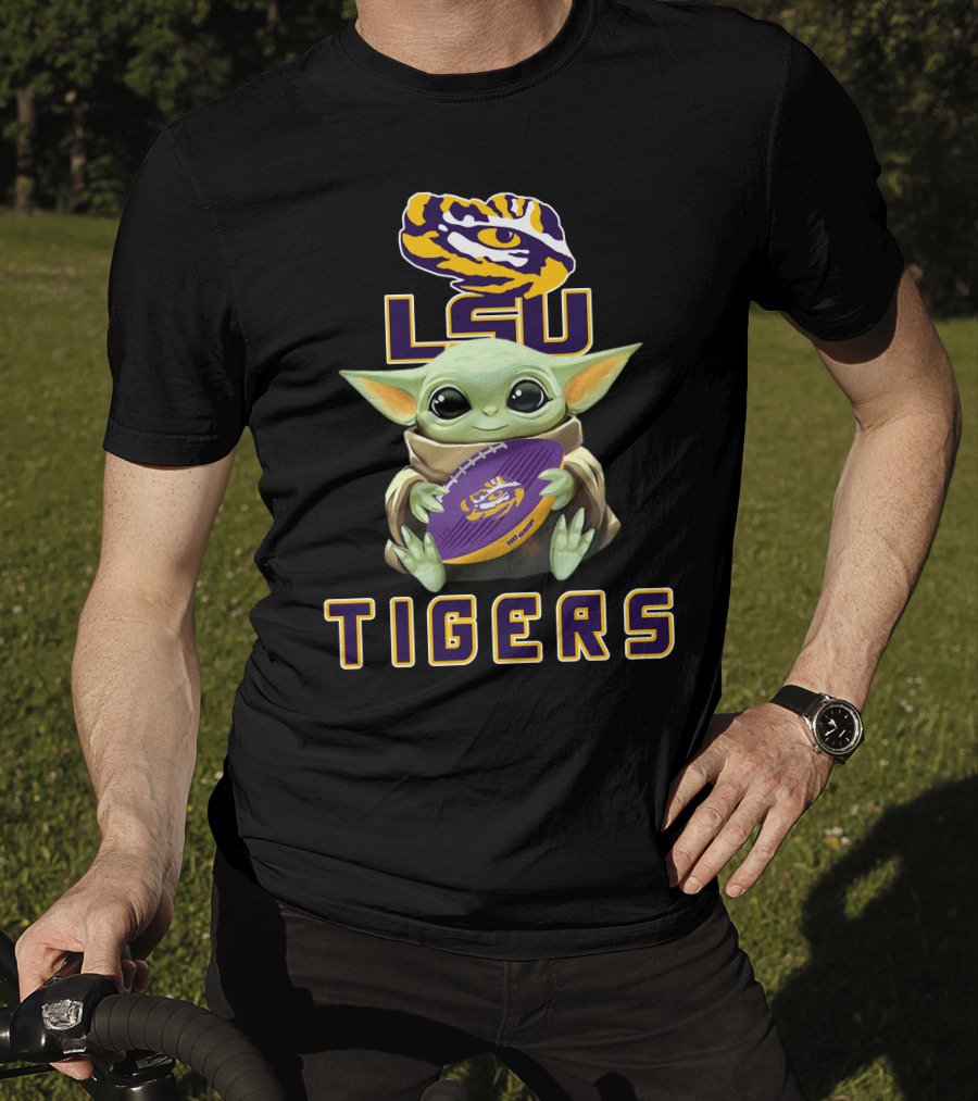 Lsu Tigers Baby Yoda Football T-Shirt