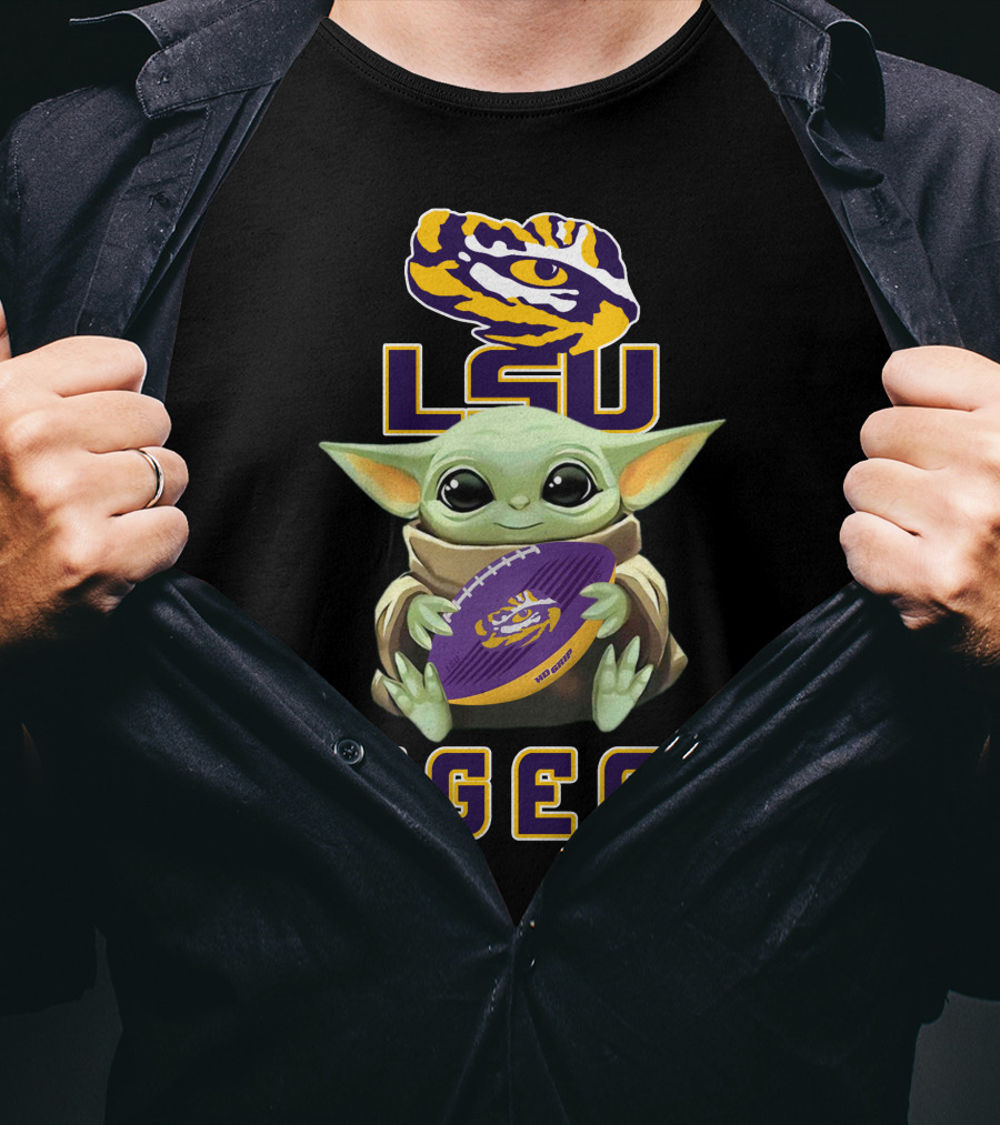 Lsu Tigers Baby Yoda Football T-Shirt