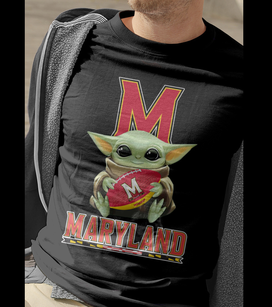 Maryland Terrapins Baby Yoda Football Fan T-Shirt