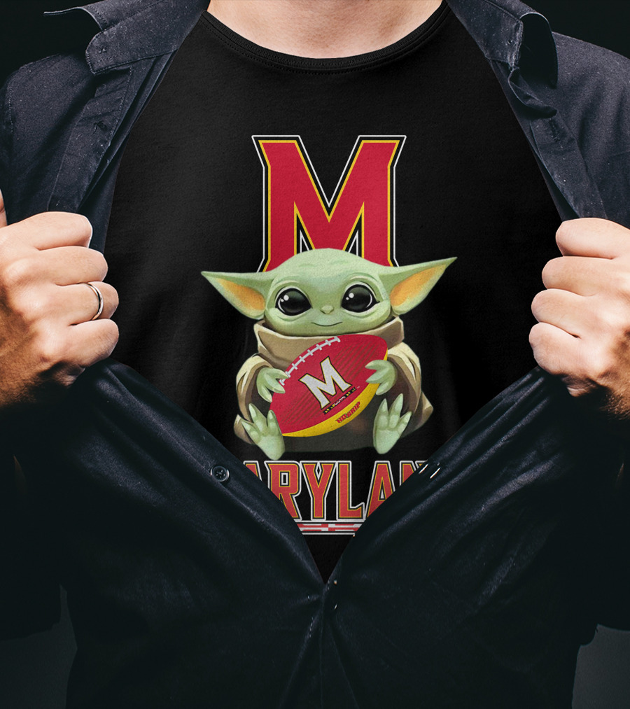 Maryland Terrapins Baby Yoda Football Fan T-Shirt