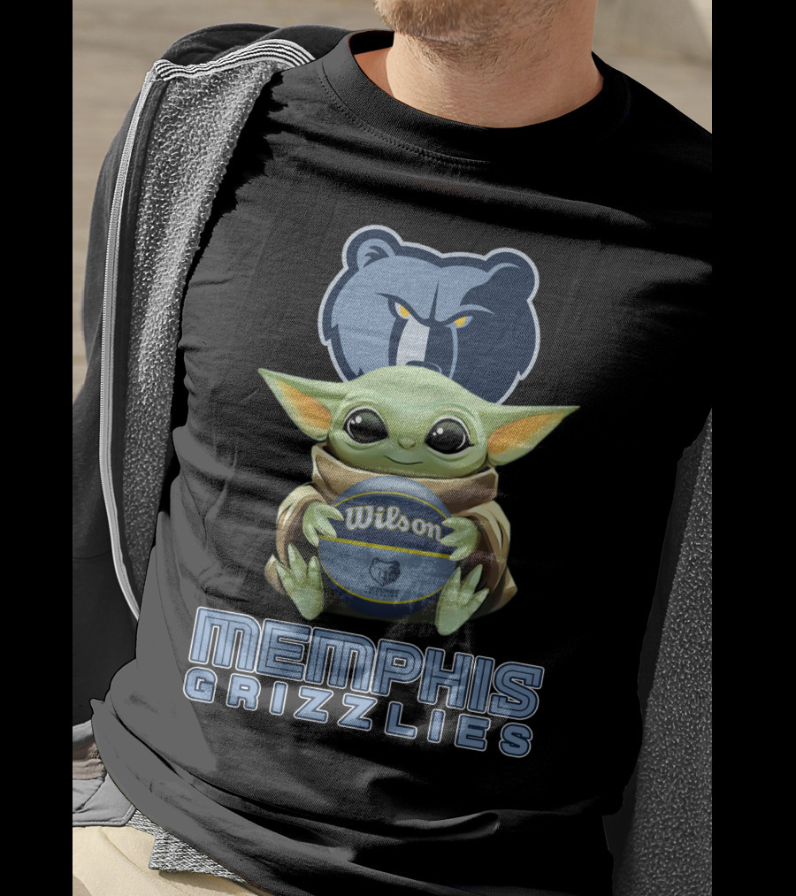 Memphis Grizzlies Baby Yoda Holding Wilson Basketball T-Shirt