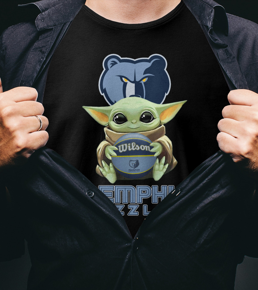 Memphis Grizzlies Baby Yoda Holding Wilson Basketball T-Shirt
