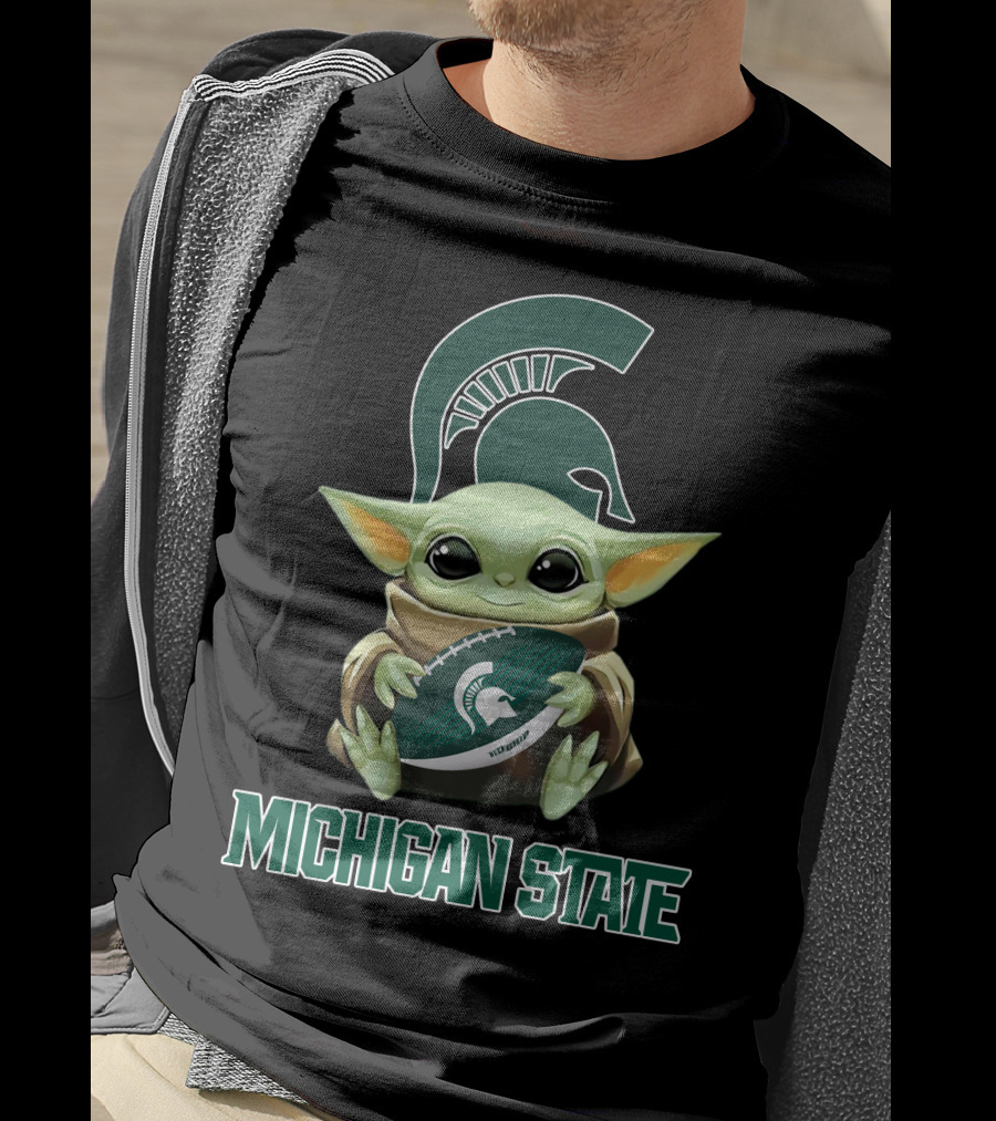 Michigan State Spartans Baby Yoda Football T-Shirt