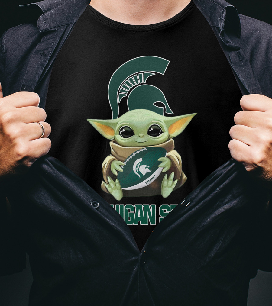 Michigan State Spartans Baby Yoda Football T-Shirt