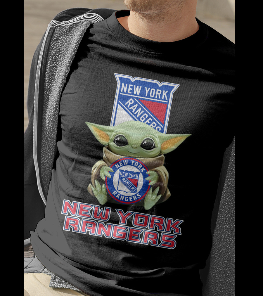 New York Rangers Baby Yoda Holding Team T-Shirt