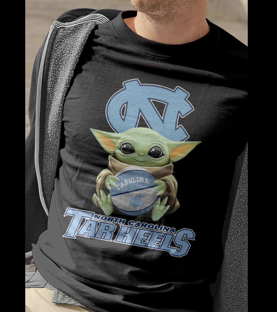 North Carolina Tar Heels Baby Yoda Carolina Basketball T-Shirt
