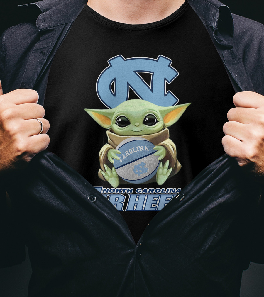North Carolina Tar Heels Baby Yoda Carolina Basketball T-Shirt
