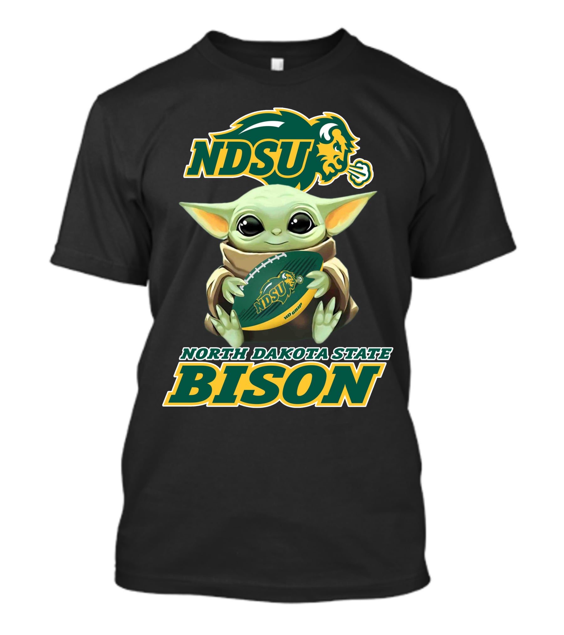 Ndsu North Dakota State Bison Baby Yoda Football T-Shirt