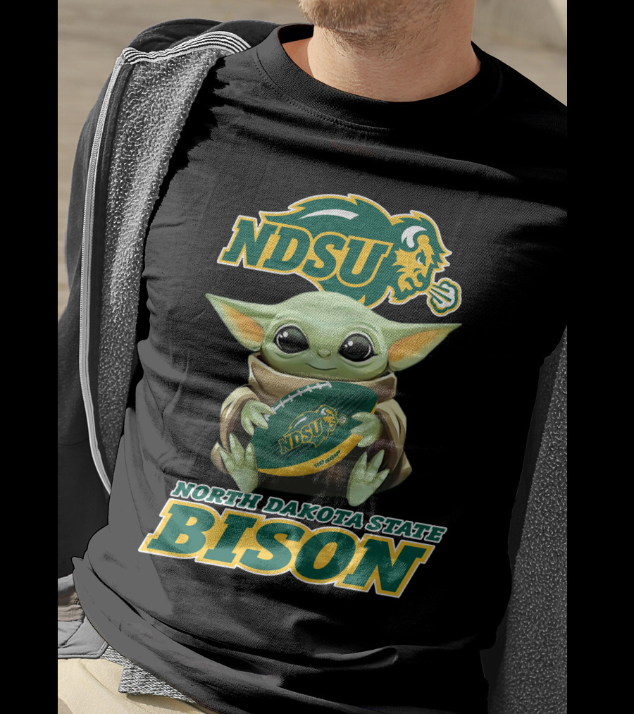 Ndsu North Dakota State Bison Baby Yoda Football T-Shirt