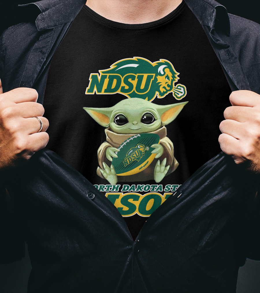 Ndsu North Dakota State Bison Baby Yoda Football T-Shirt