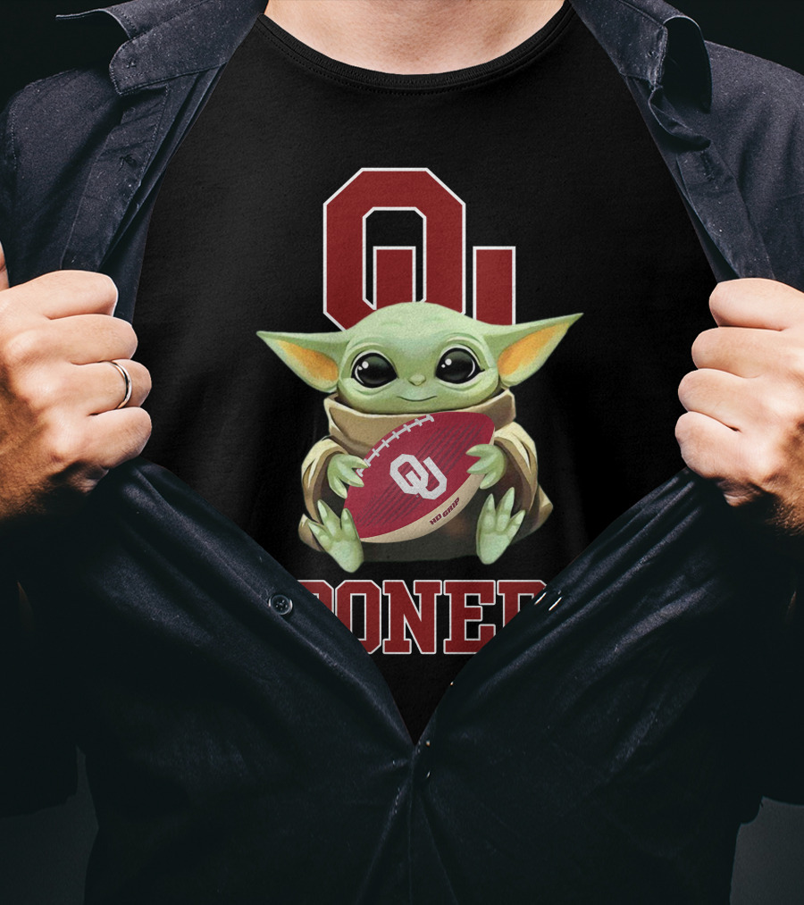 Ou Sooners Baby Yoda Football T-Shirt