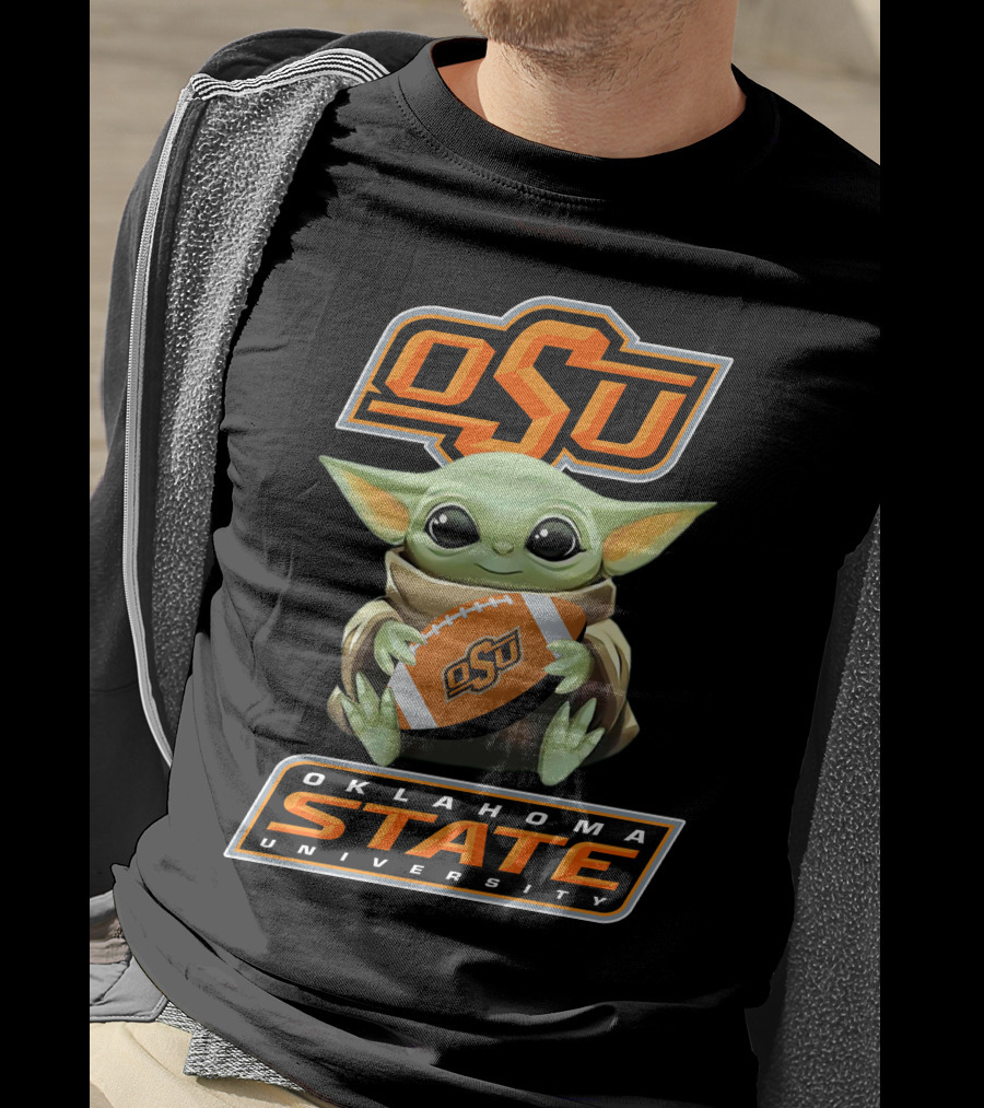 Osu Oklahoma State University Baby Yoda Football T-Shirt