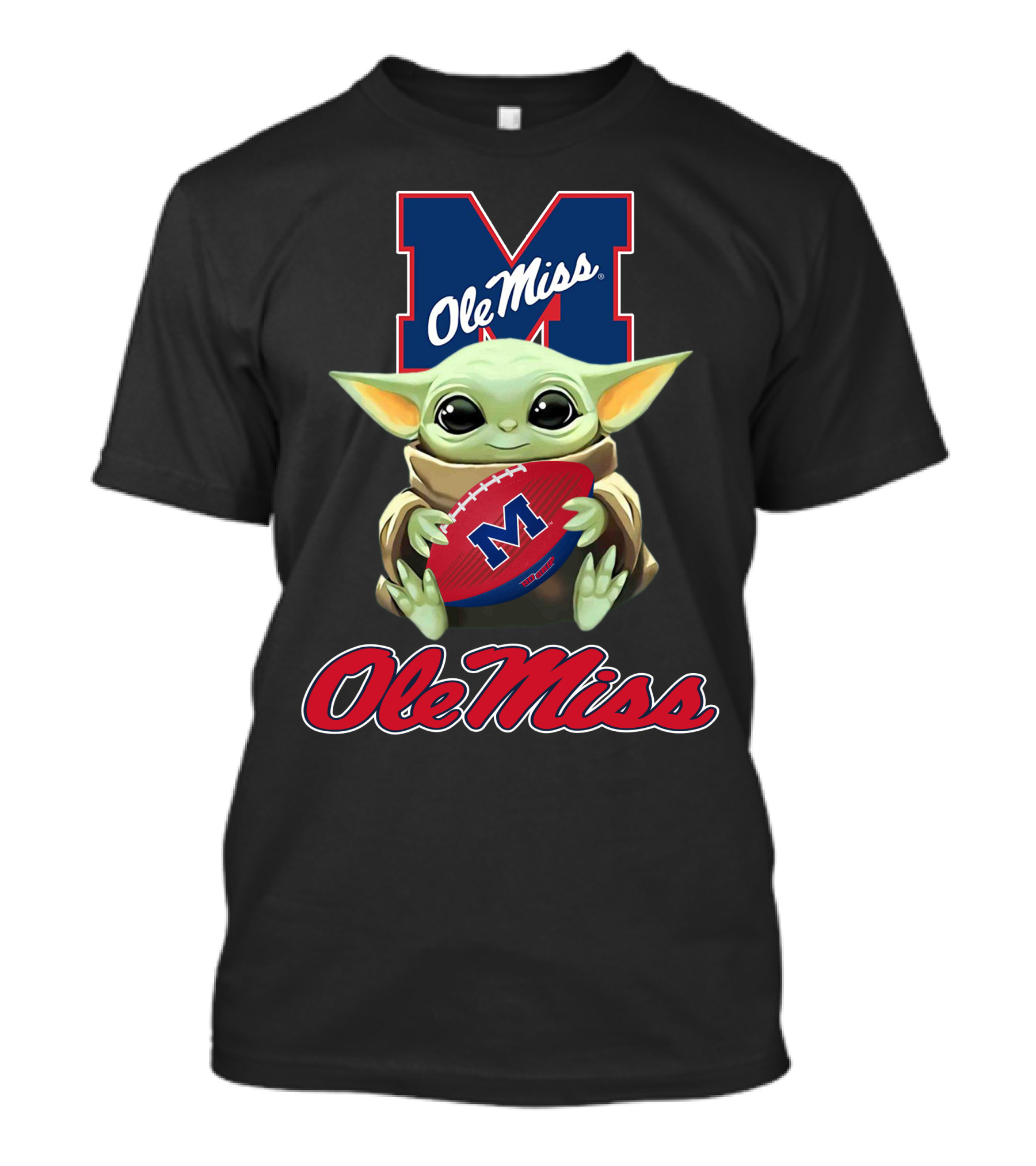 Ole Miss Rebels Baby Yoda Holding Football Official T-Shirt