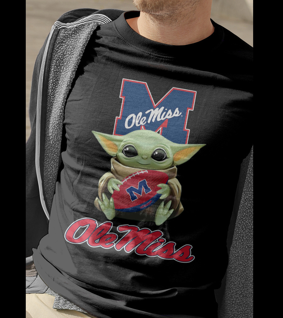 Ole Miss Rebels Baby Yoda Holding Football Official T-Shirt
