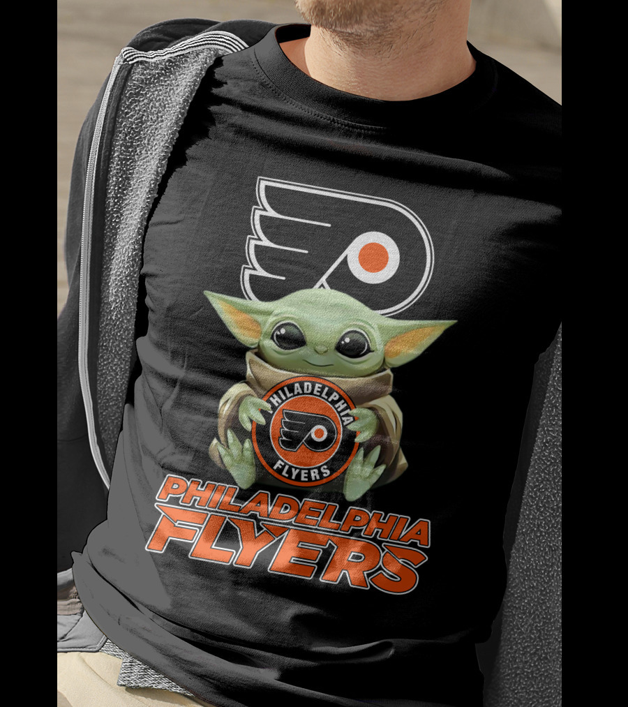 Philadelphia Flyers Baby Yoda Holding Team T-Shirt