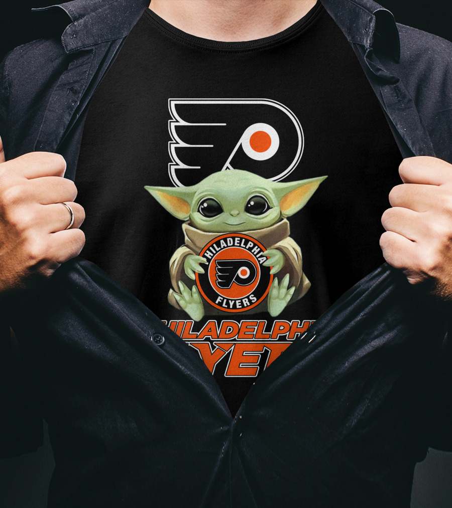 Philadelphia Flyers Baby Yoda Holding Team T-Shirt