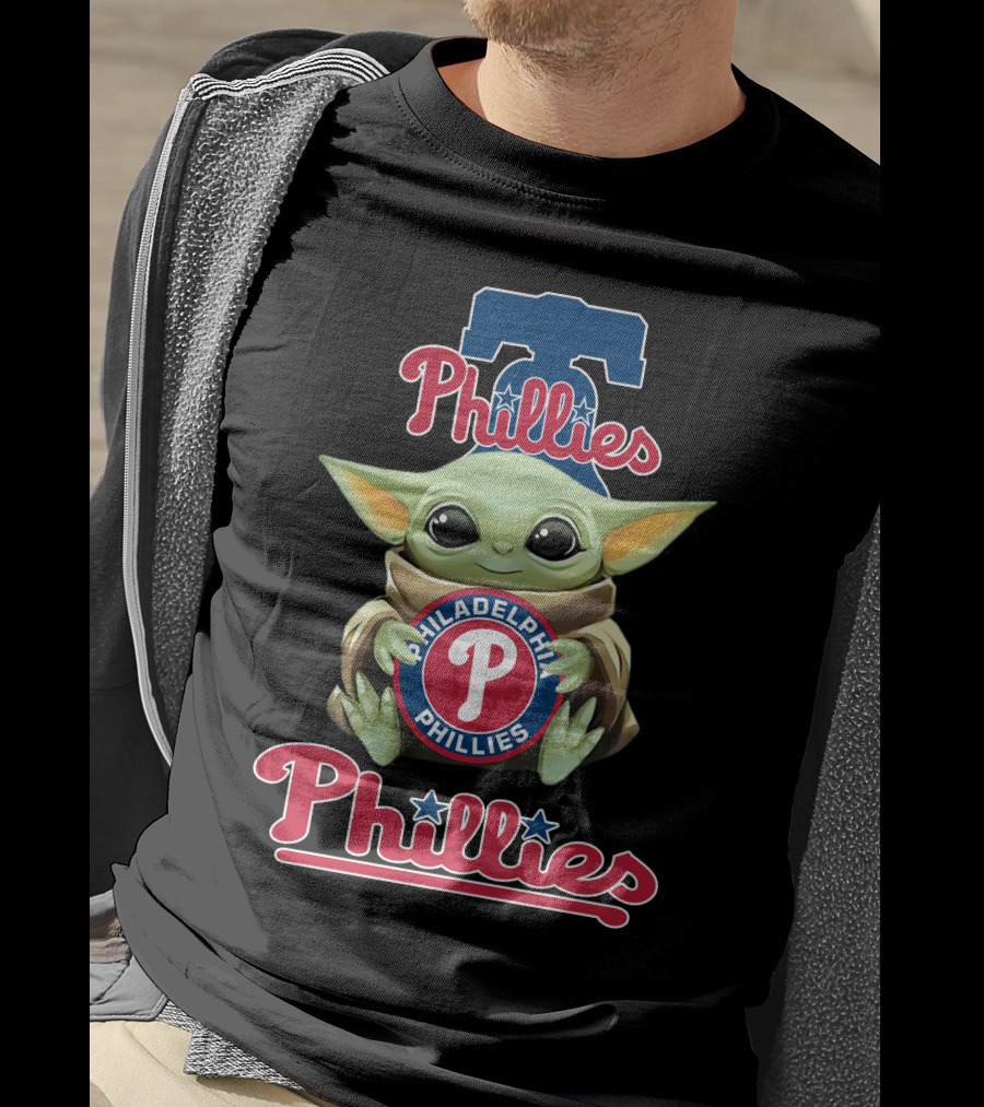 Philadelphia Phillies Baby Yoda Holding Phillies T-Shirt