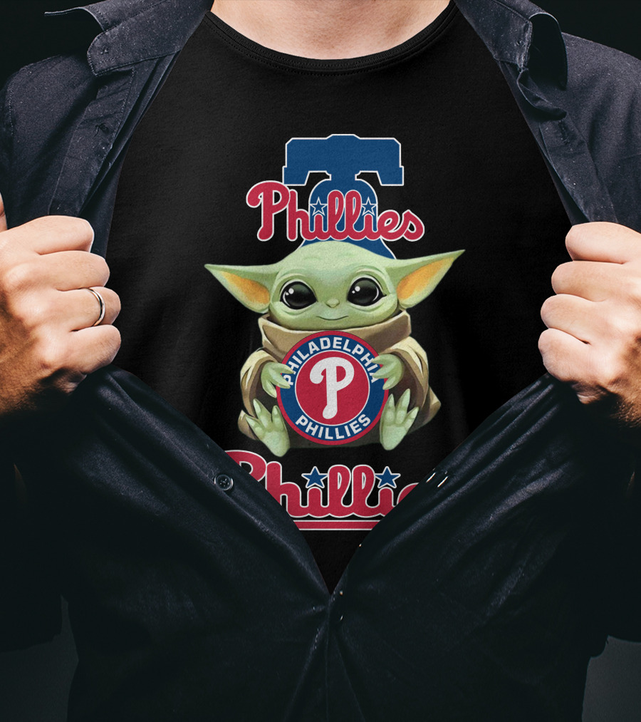 Philadelphia Phillies Baby Yoda Holding Phillies T-Shirt