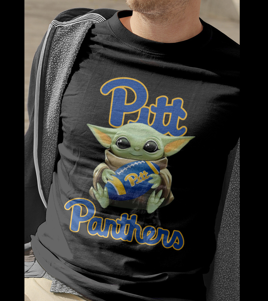 Pitt Panthers Baby Yoda Holding Football T-Shirt