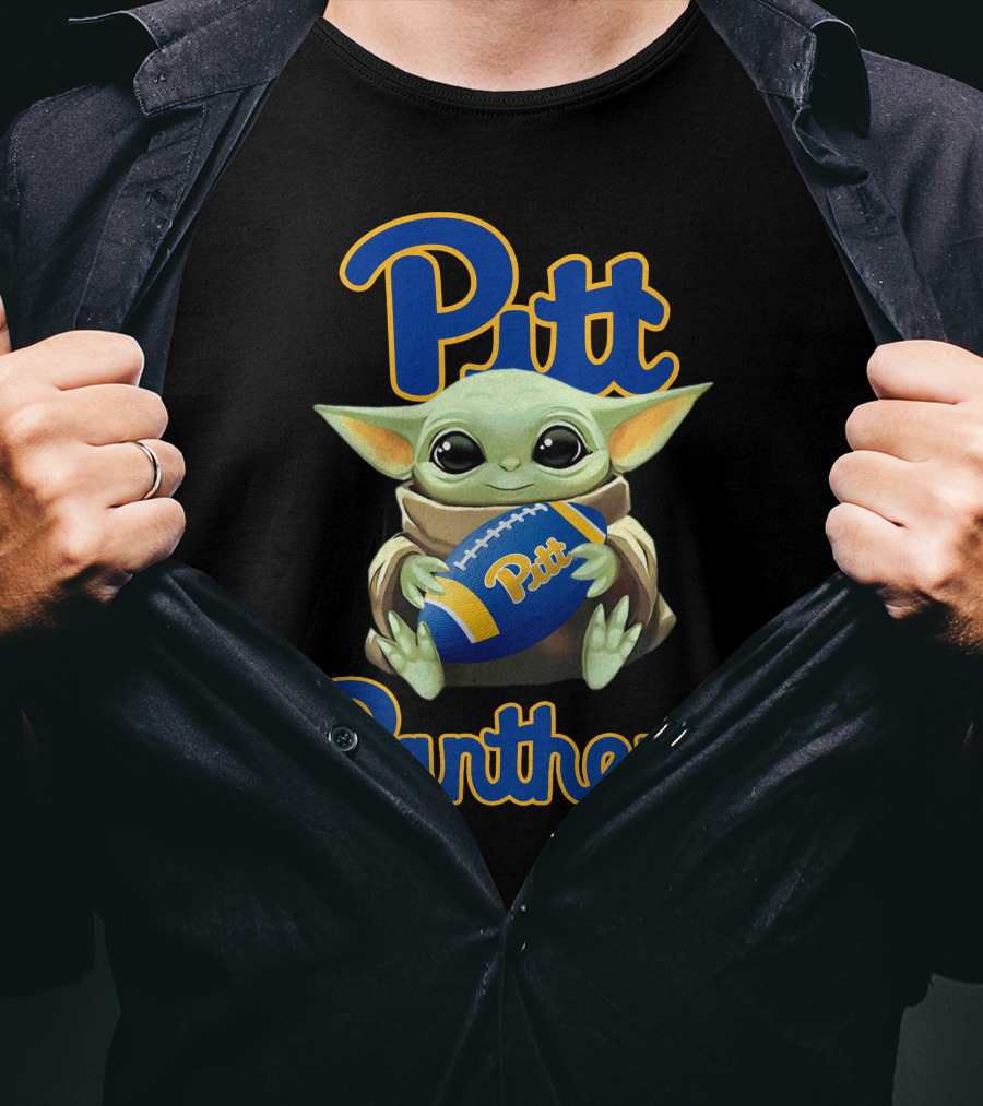 Pitt Panthers Baby Yoda Holding Football T-Shirt