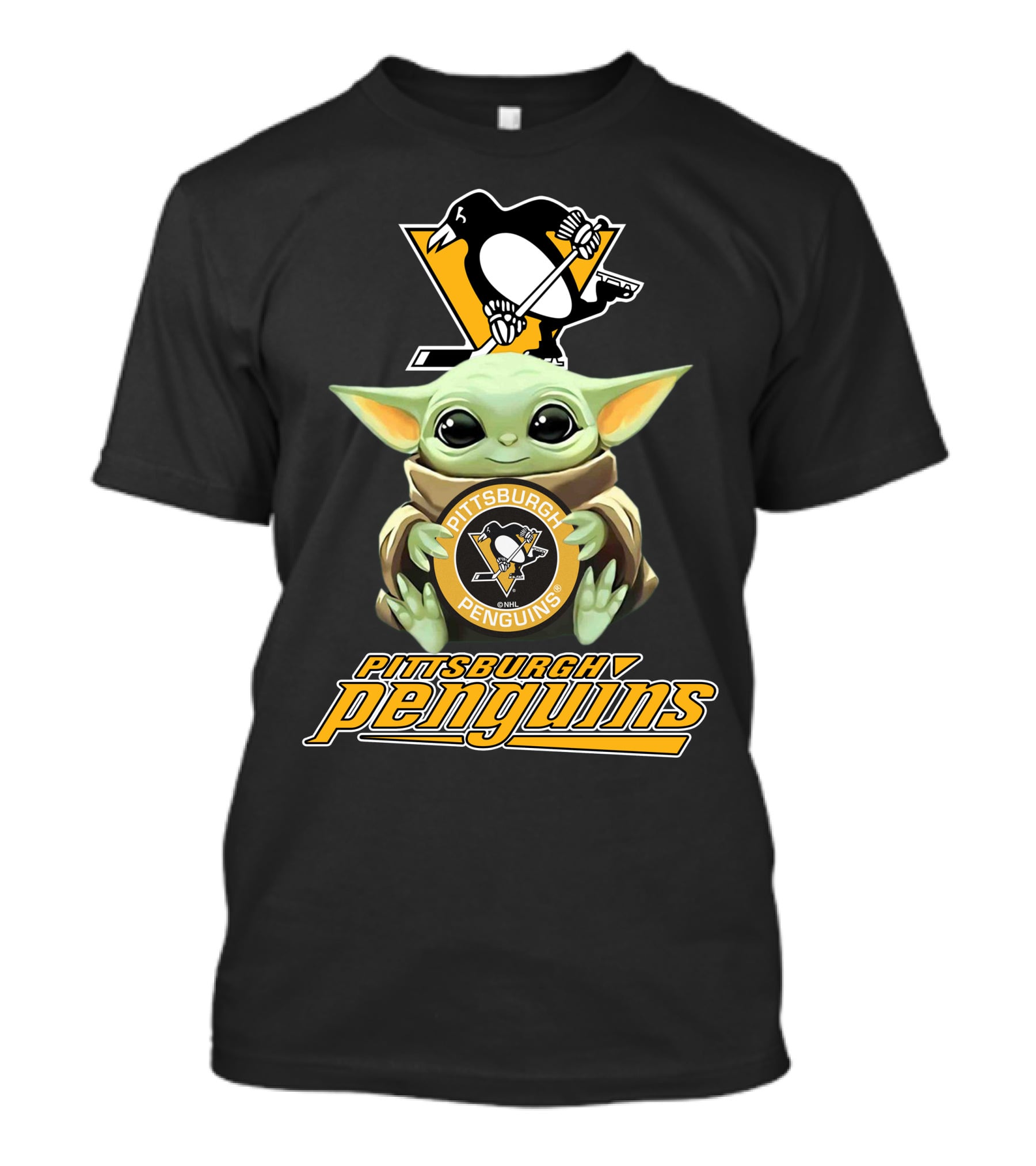 Pittsburgh Penguins Baby Yoda Holding Team T-Shirt