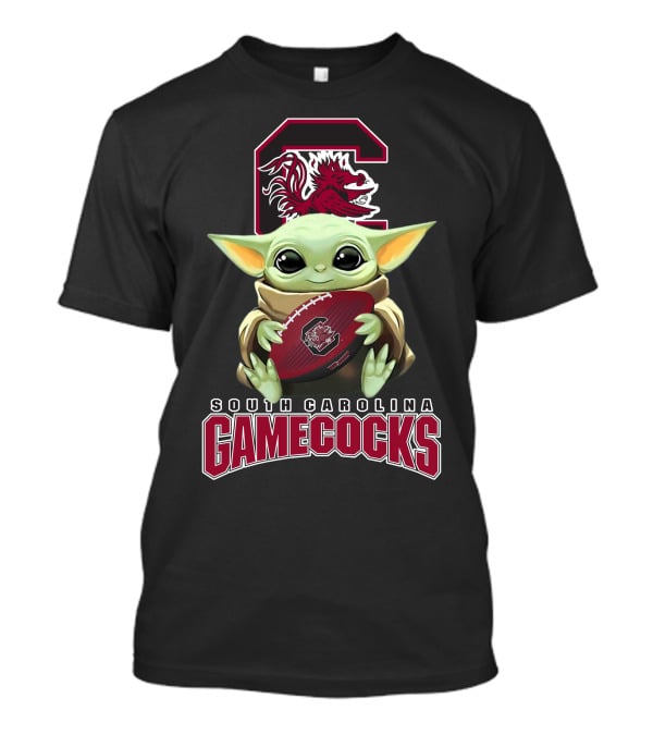South Carolina Gamecocks Baby Yoda Holding Football T-Shirt