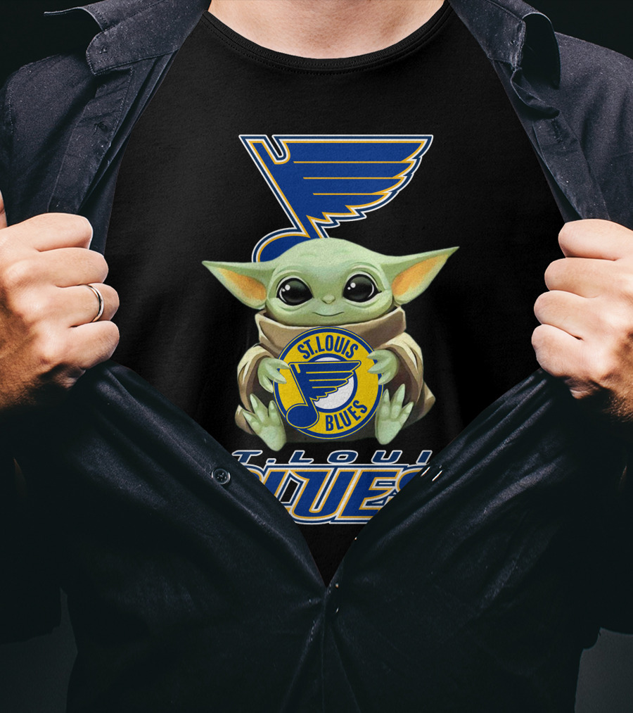 St Louis Blues Baby Yoda Holding T-Shirt