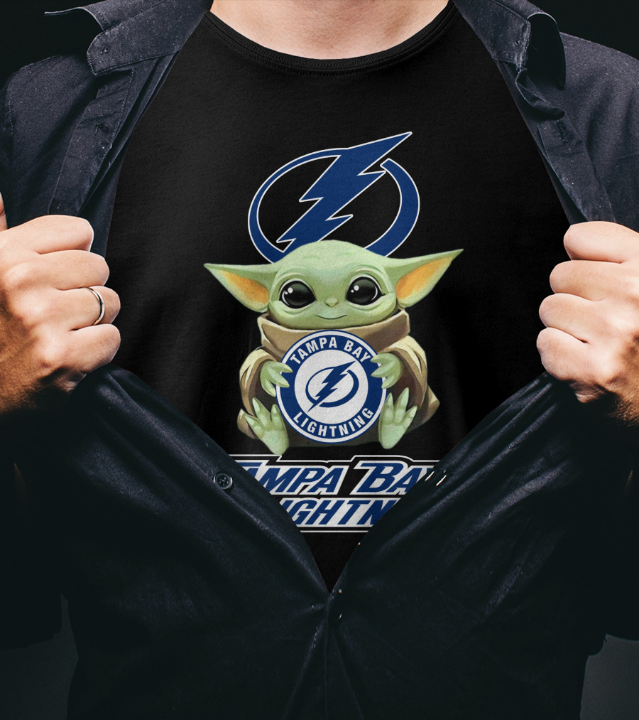 Tampa Bay Lightning Baby Yoda Holding Team T-Shirt