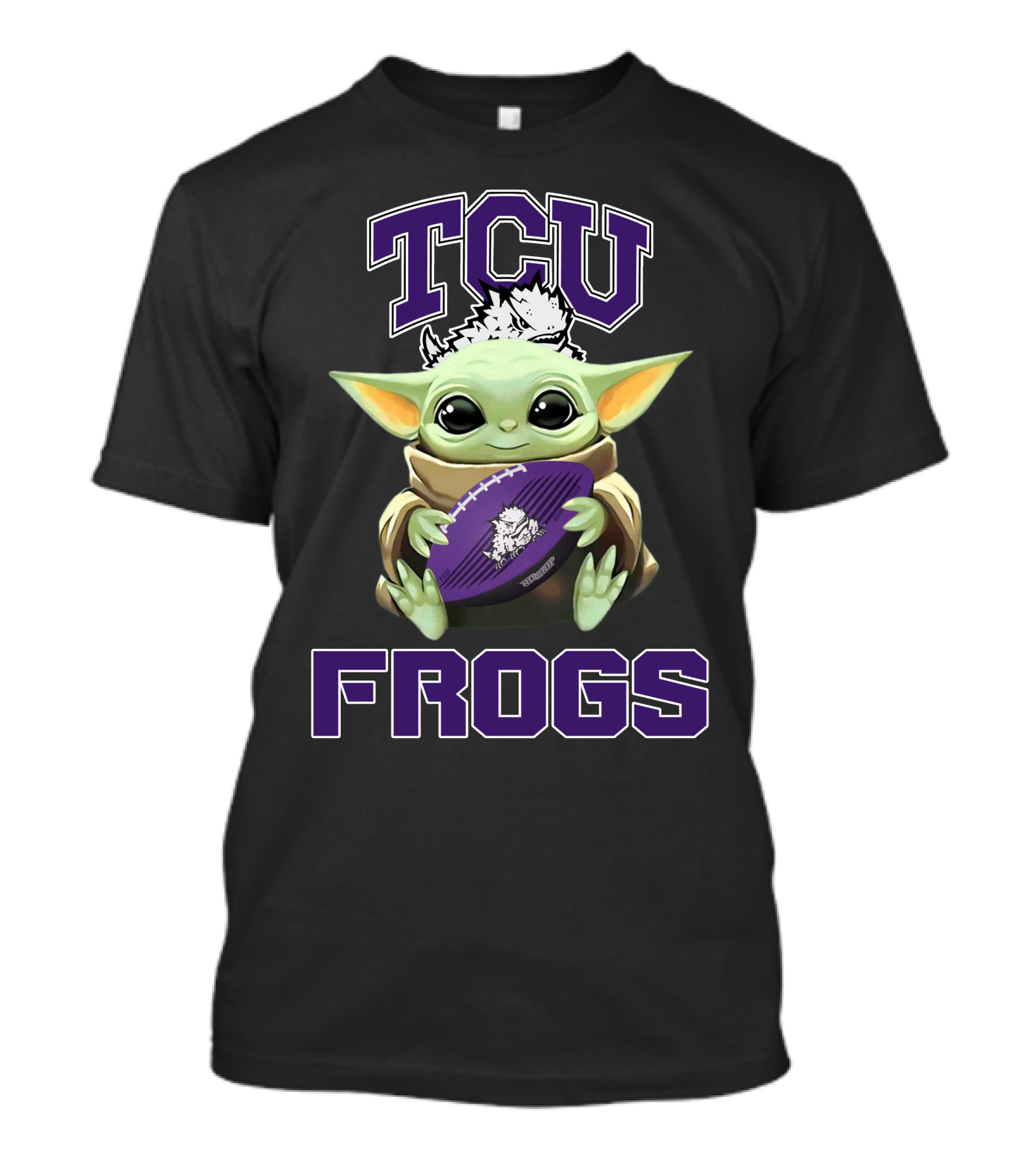 Tcu Frogs Baby Yoda Football T-Shirt
