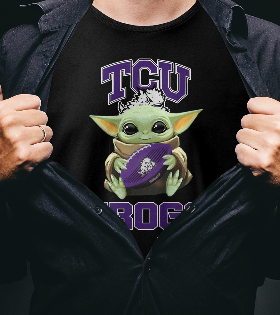 Tcu Frogs Baby Yoda Football T-Shirt