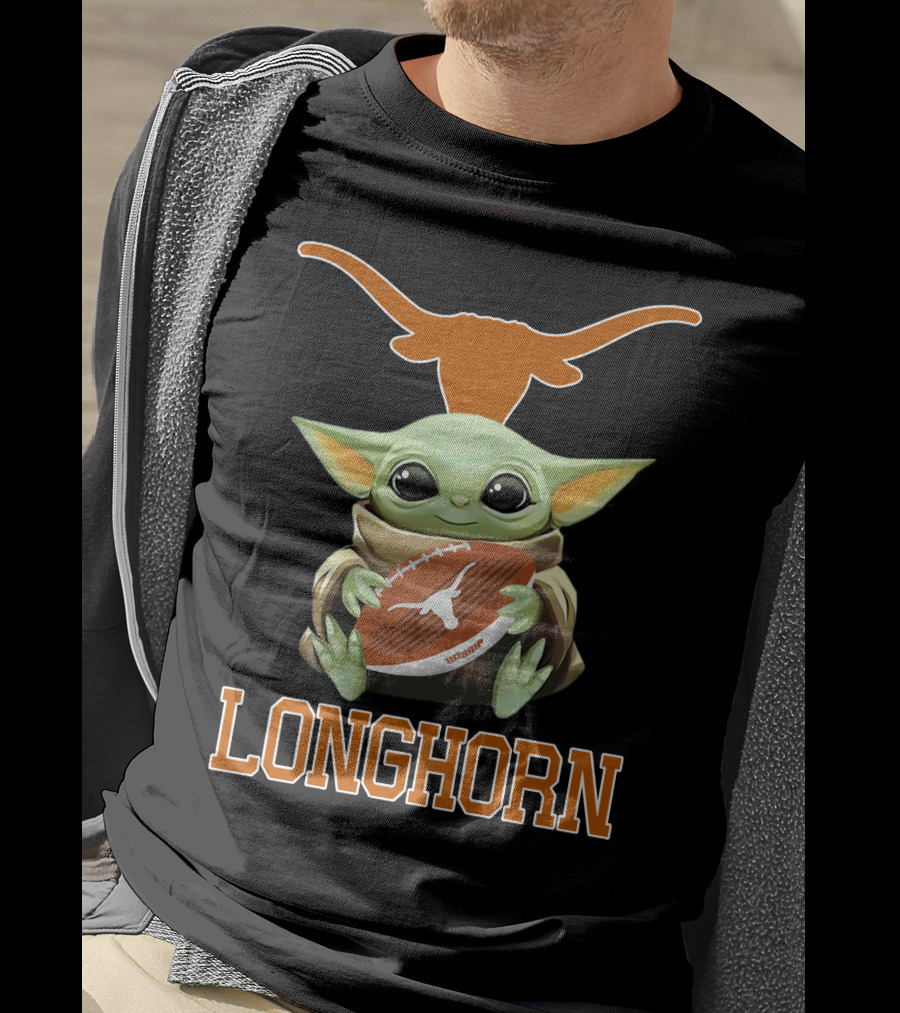 Texas Longhorn Baby Yoda Football Fan T-Shirt