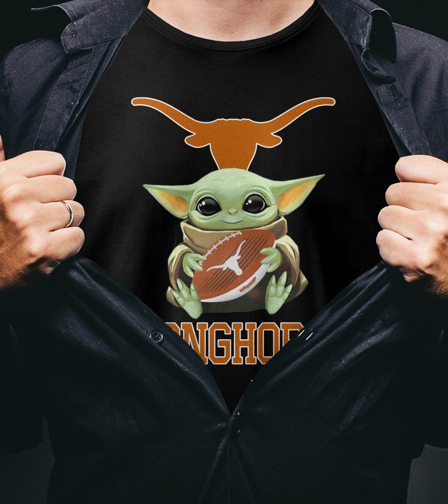 Texas Longhorn Baby Yoda Football Fan T-Shirt