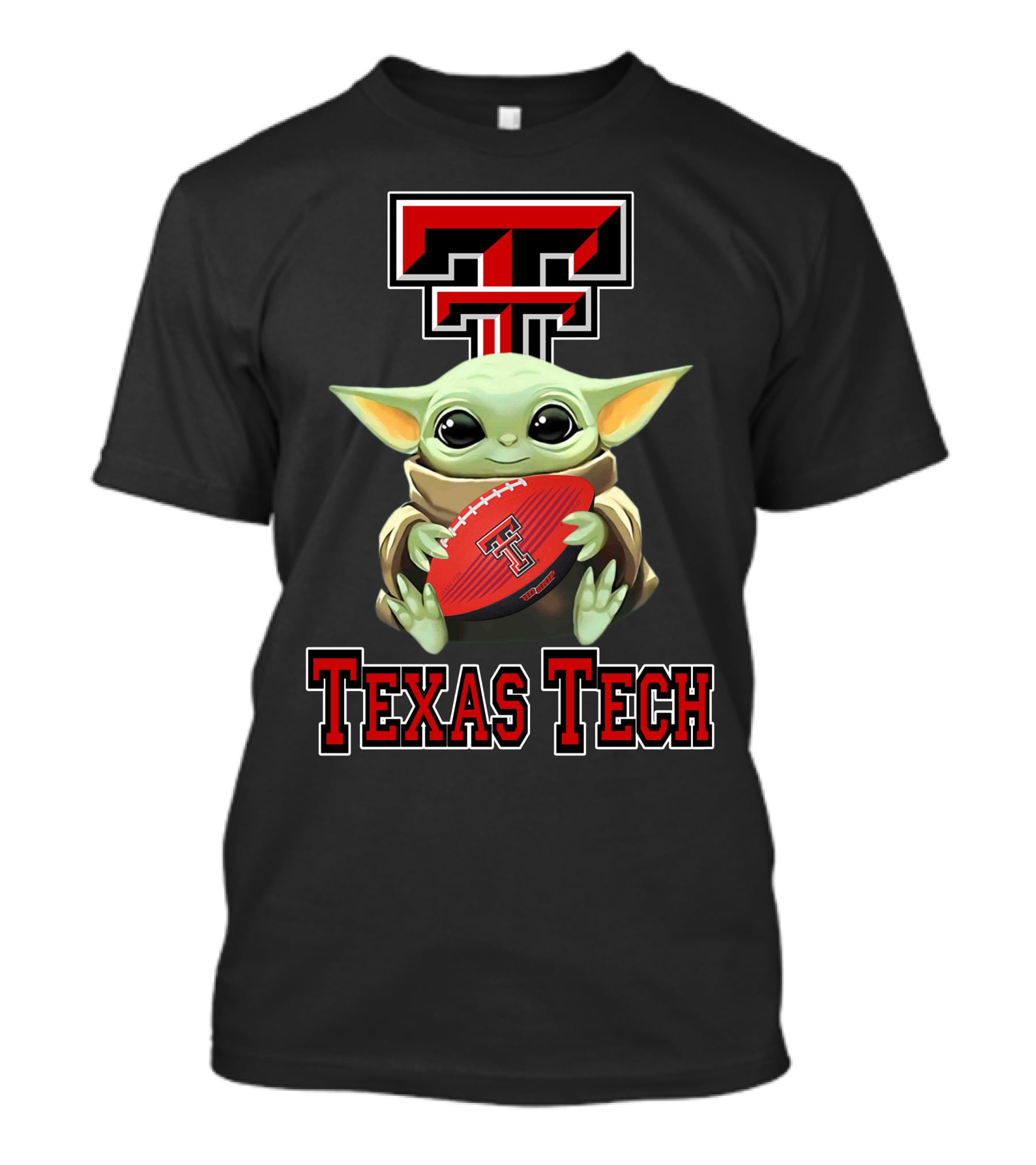 Texas Tech Red Raiders Baby Yoda Football T-Shirt