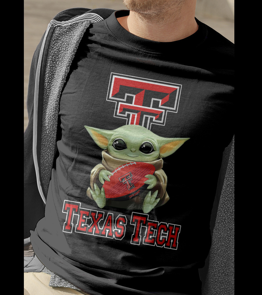 Texas Tech Red Raiders Baby Yoda Football T-Shirt