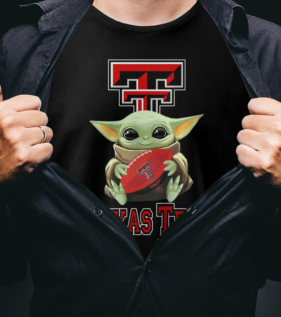 Texas Tech Red Raiders Baby Yoda Football T-Shirt