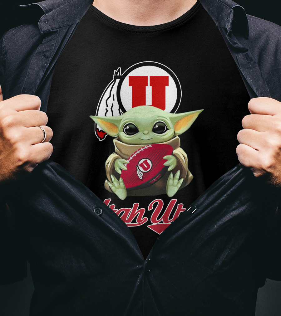 Utah Utes Baby Yoda Football Fan T-Shirt