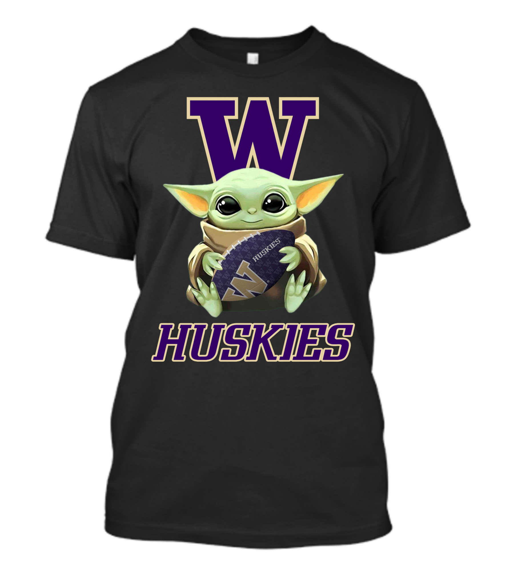 Washington Huskies Baby Yoda Football Fan T-Shirt