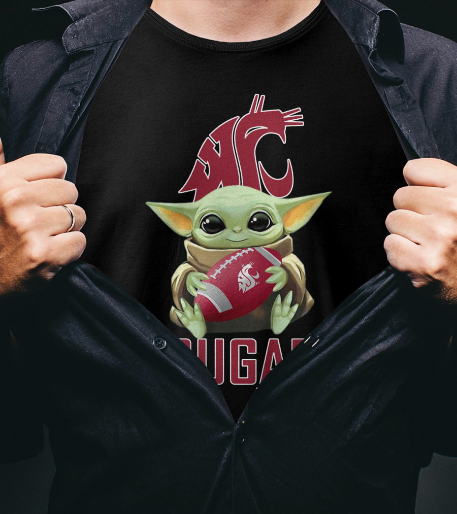 Washington State Cougars Baby Yoda Football T-Shirt