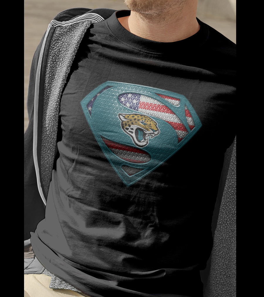 Jacksonville Jaguars Superman Shield With American Flag Colors T-Shirt
