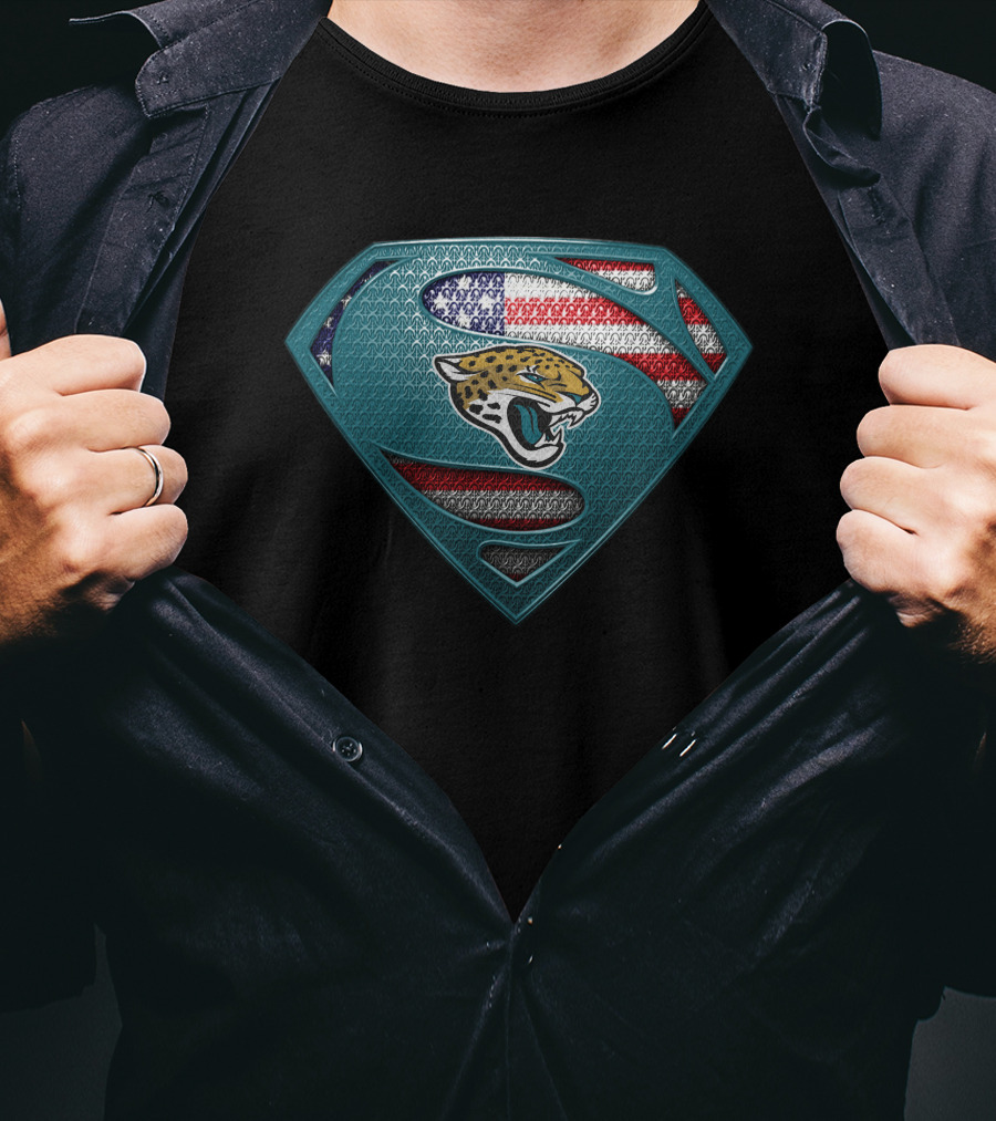 Jacksonville Jaguars Superman Shield With American Flag Colors T-Shirt