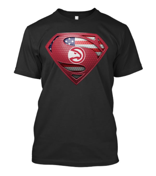 Atlanta Hawks Superman Shield American Flag Logo Vintage Style T-Shirt