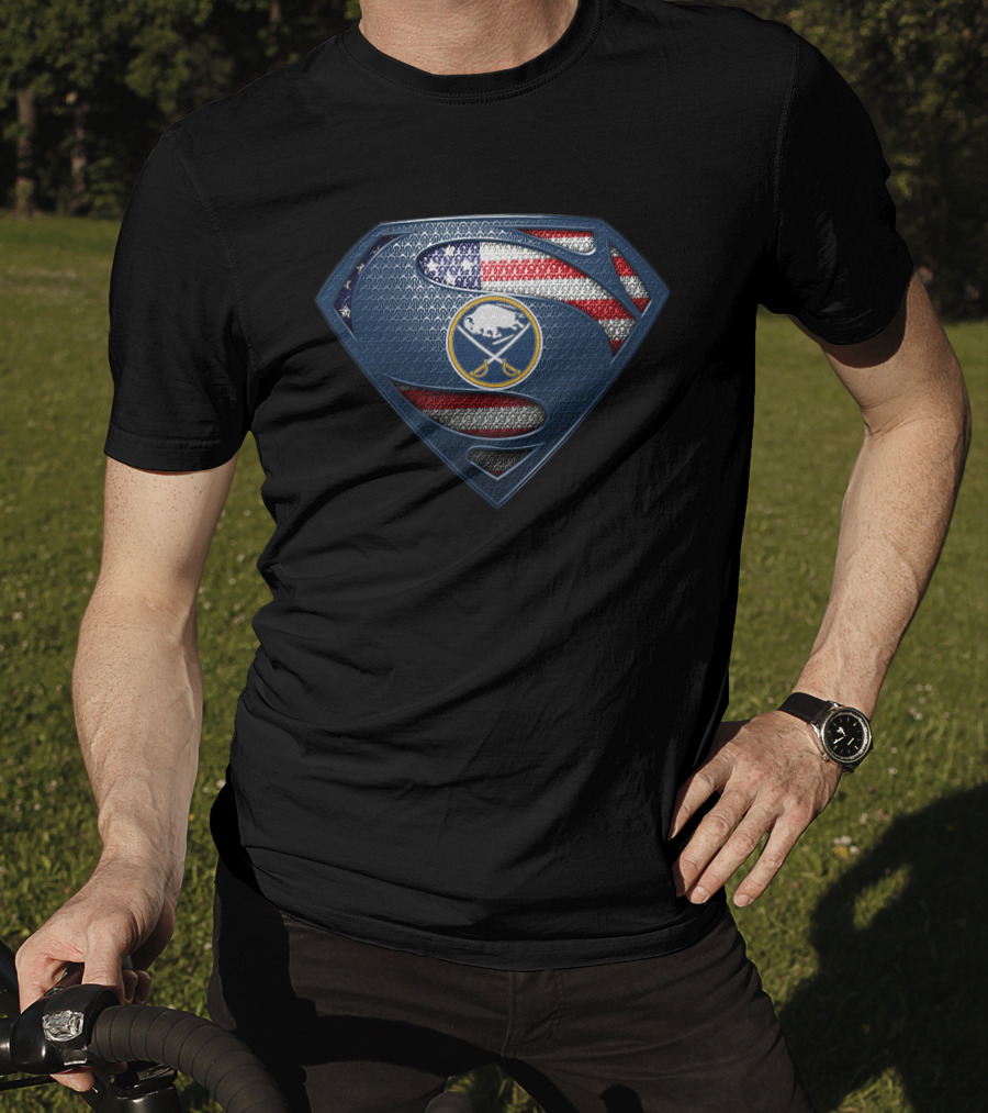 Buffalo Sabres Superman Logo American Flag Style T-Shirt