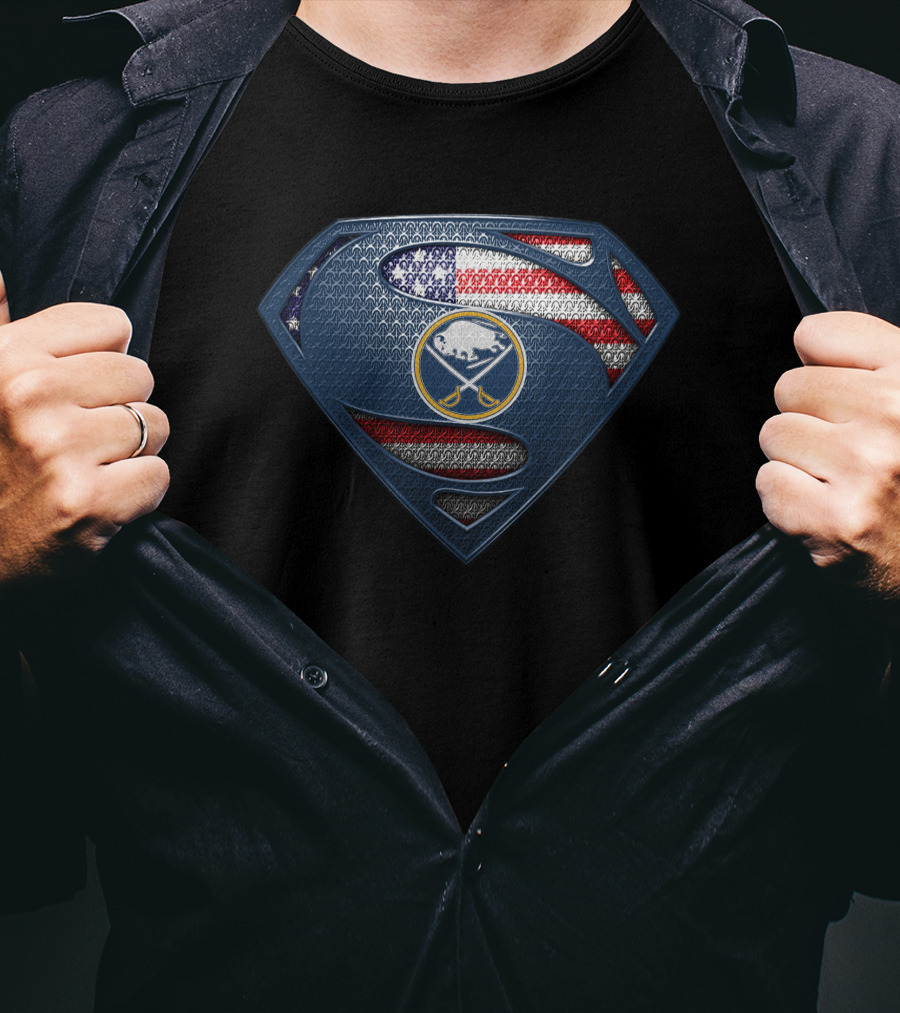 Buffalo Sabres Superman Logo American Flag Style T-Shirt