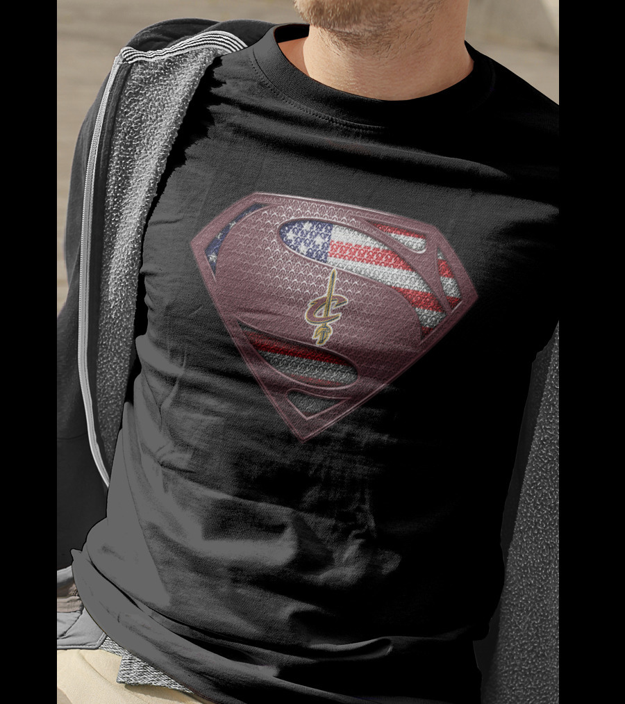 Cleveland Cavaliers Superman Logo American Flag T-Shirt