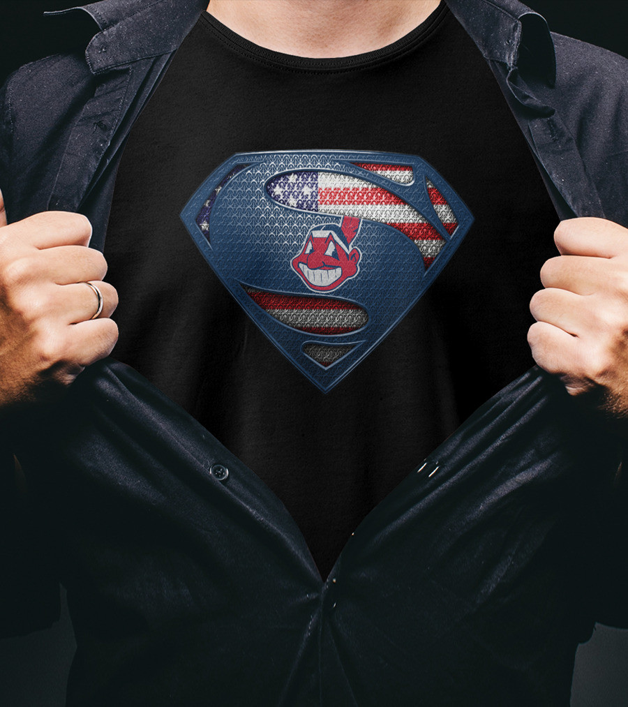 Cleveland Indians Superman American Flag T-Shirt