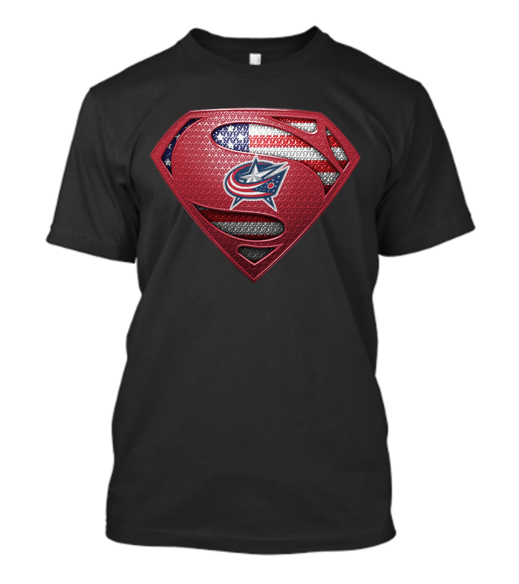 Columbus Blue Jackets Superman American Flag T-Shirt